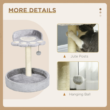 PawHut 17" Small Cat Tree, Cat Tower with Sisal Scratching Post, Dangling Ball, Bed, Kitten Activity Centre, Light Grey