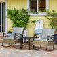 Outsunny 3 Pcs Outdoor PE Rattan Rocking Chair Set, Bistro Set with Two-tier Table, Padded Cushions for Garden, Dark Blue