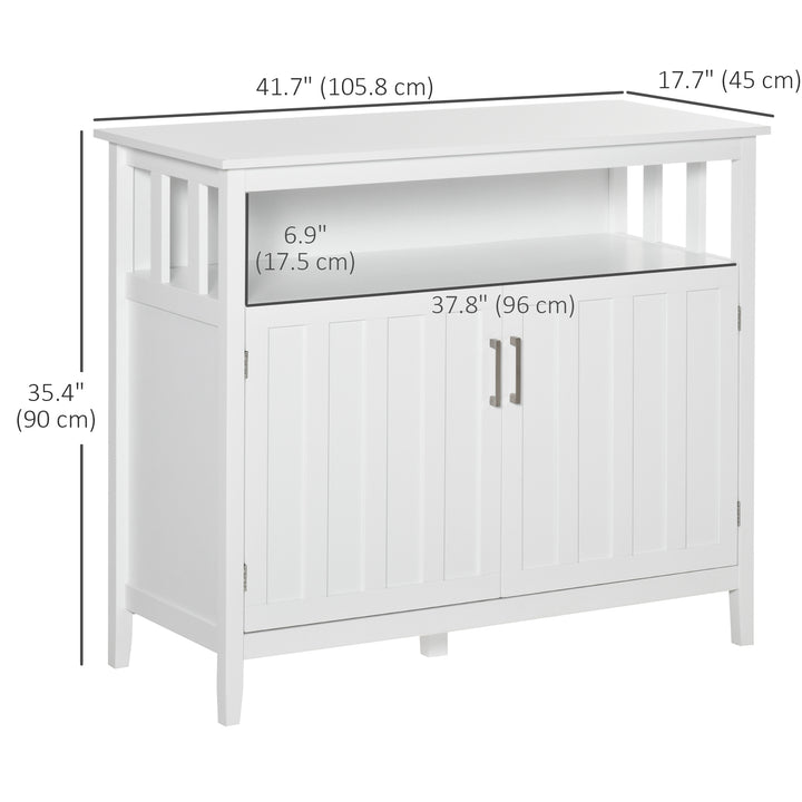 HOMCOM Sideboard Buffet Server Storage Cabinet Console Table with 2 Doors and Adjustable Shelves for Kitchen & Dining Room, White
