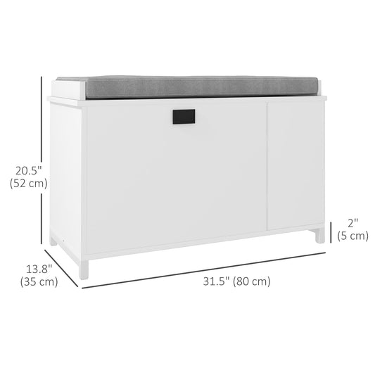 HOMCOM Shoe Storage with Seat, Upholstered Hallway Bench, Shoe Bench with Flip Drawer and Side Rack for 6 Pairs of Shoes