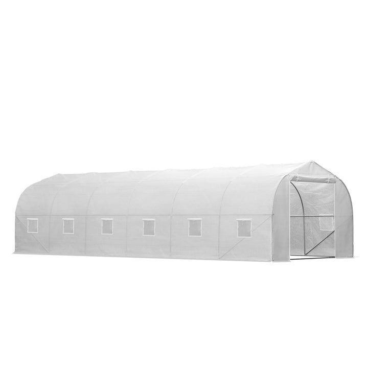 Outsunny 26' x 10' x 7' Large Steeple Walk-in Greenhouse Outdoor Garden Plant Seed Tunnel Grow Tent Steel Frame, Green