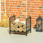 Outsunny 2-Tier Firewood Log Rack with 4 Tools 33" Fireplace Wood Holder Storage Log Rack with Shovel, Broom, Poker, Tongs and Hooks