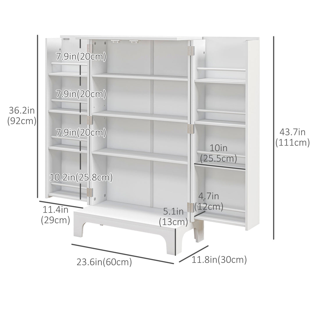 HOMCOM 44" Storage Cabinet, 2-Door Kitchen Pantry Cabinet with 4-tier Shelving, 8 Spice Racks and Adjustable Shelves