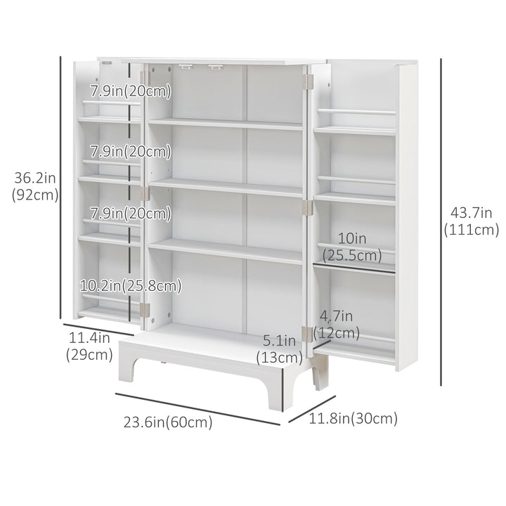 HOMCOM 44" Storage Cabinet, 2-Door Kitchen Pantry Cabinet with 4-tier Shelving, 8 Spice Racks and Adjustable Shelves