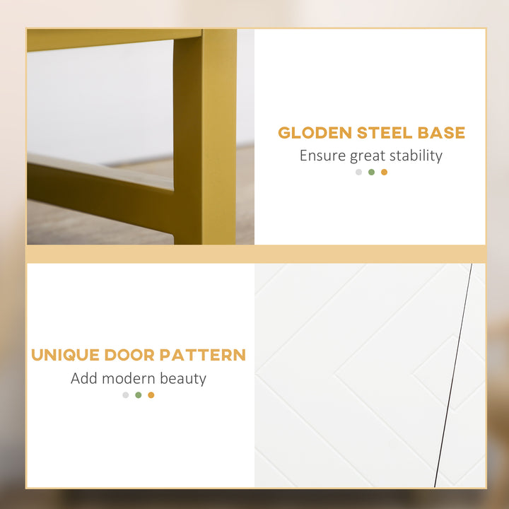 HOMCOM Accent Sideboards, Kitchen Storage Cabinet with 4 Doors, Adjustable Shelves, Metal Base for Living Room, Hallway, White