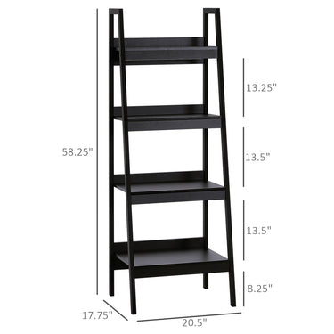 HOMCOM Set of 2, 4 Tier Ladder Shelf Bookcase, Multi-Use Display Rack, Storage Shelving Unit Display Stand, Flower Plant Stand, Home Office Furniture, Black