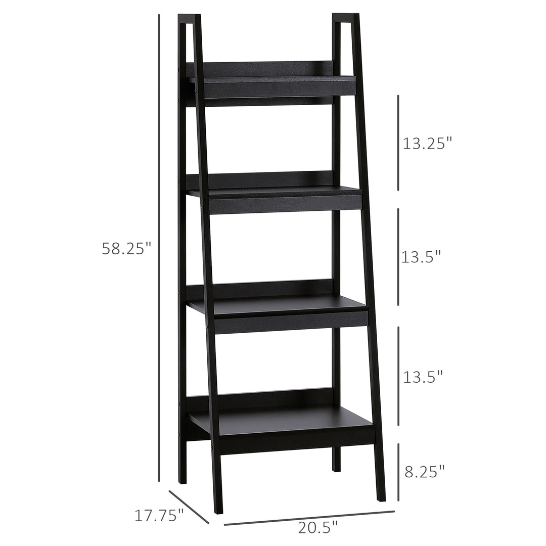 HOMCOM Set of 2, 4 Tier Ladder Shelf Bookcase, Multi-Use Display Rack, Storage Shelving Unit Display Stand, Flower Plant Stand, Home Office Furniture, Black