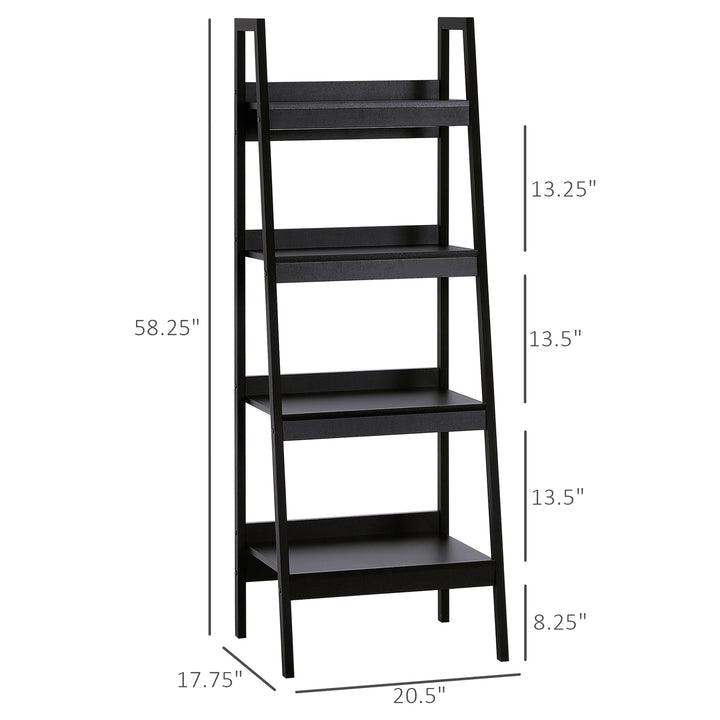 HOMCOM Set of 2, 4 Tier Ladder Shelf Bookcase, Multi-Use Display Rack, Storage Shelving Unit Display Stand, Flower Plant Stand, Home Office Furniture, Black