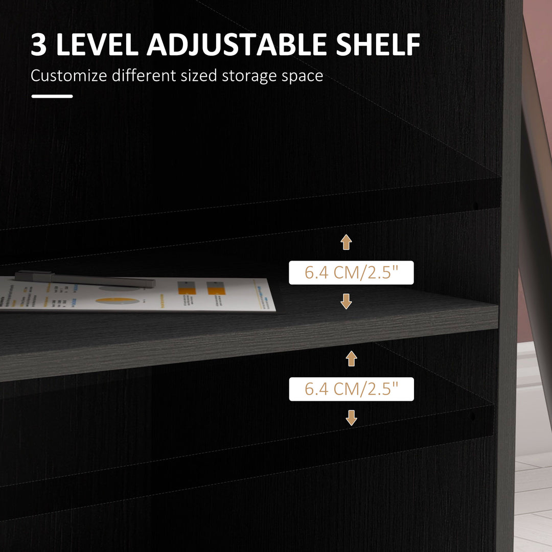 HOMCOM Modern Lateral Filing Cabinet, 3 Drawer File Cabinet for Letter and A4 Size Documents, Mobile, Printer Stand with Open Shelves, Rolling Wheels, White