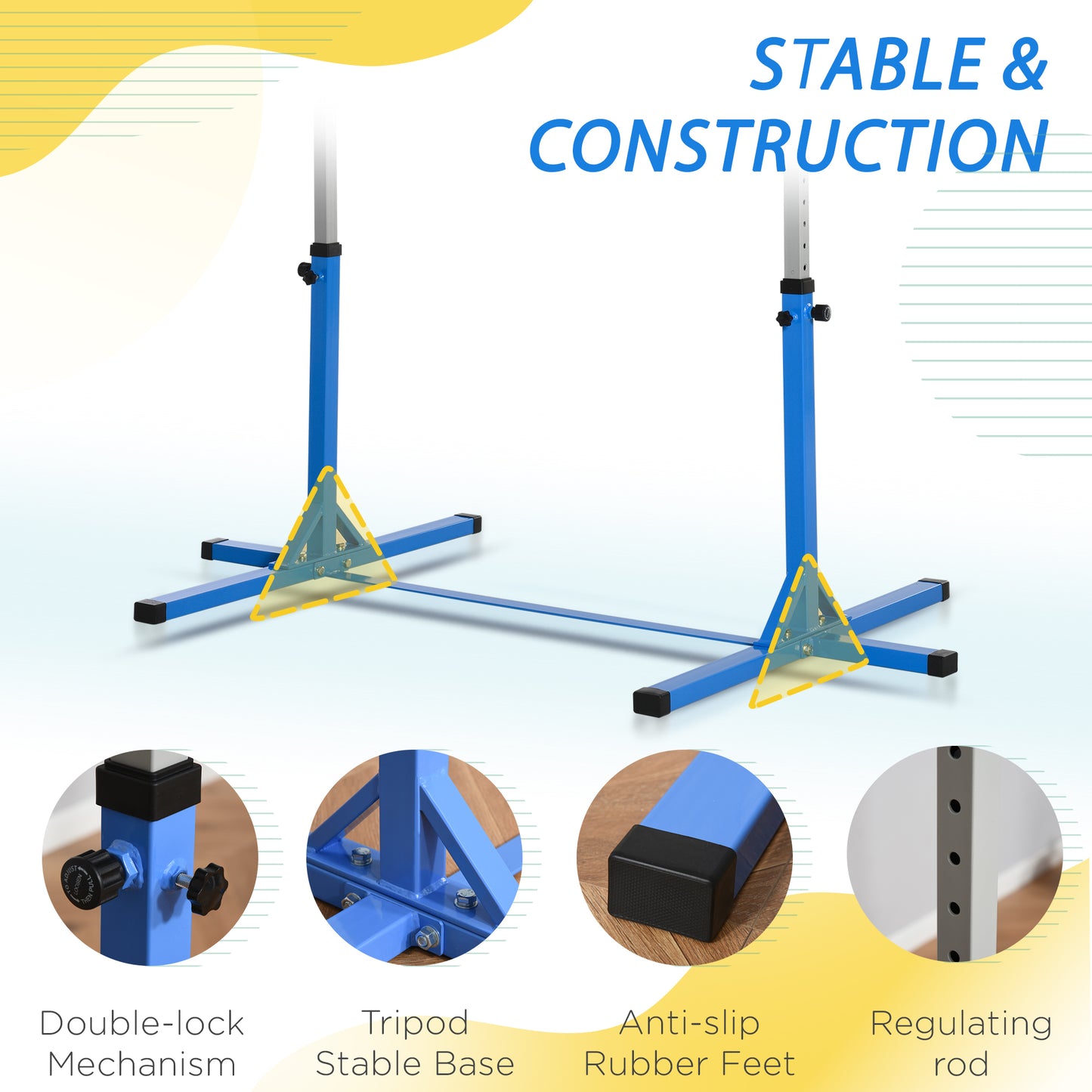 Soozier Professional Gymnastics Bar for Kids, Toddler Home Gymnastics Equipment with 13-level Adjustable Height, Blue