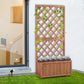 Outsunny 2.4 x 1 x 4.9 ft Garden Wooden Pine Trough Planter with Topped Trellis Climbing Plants Flower Raised Bed, Orange