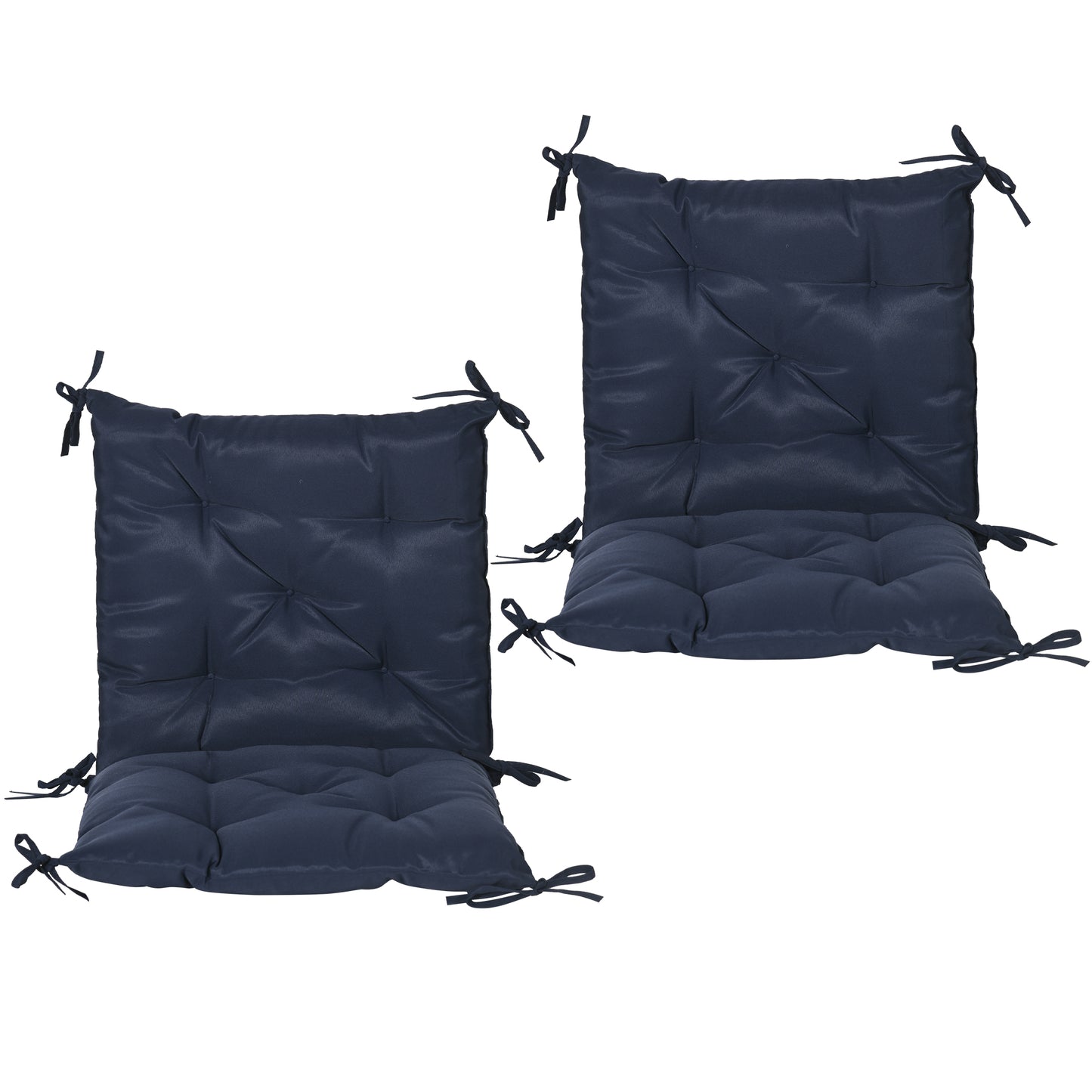 Outsunny Patio Chair Cushions Set of 2, 39" x 20" x 3" Outdoor Tufted Cushion Set with Ties for Indoor Outdoor Garden Furniture, Dark Grey