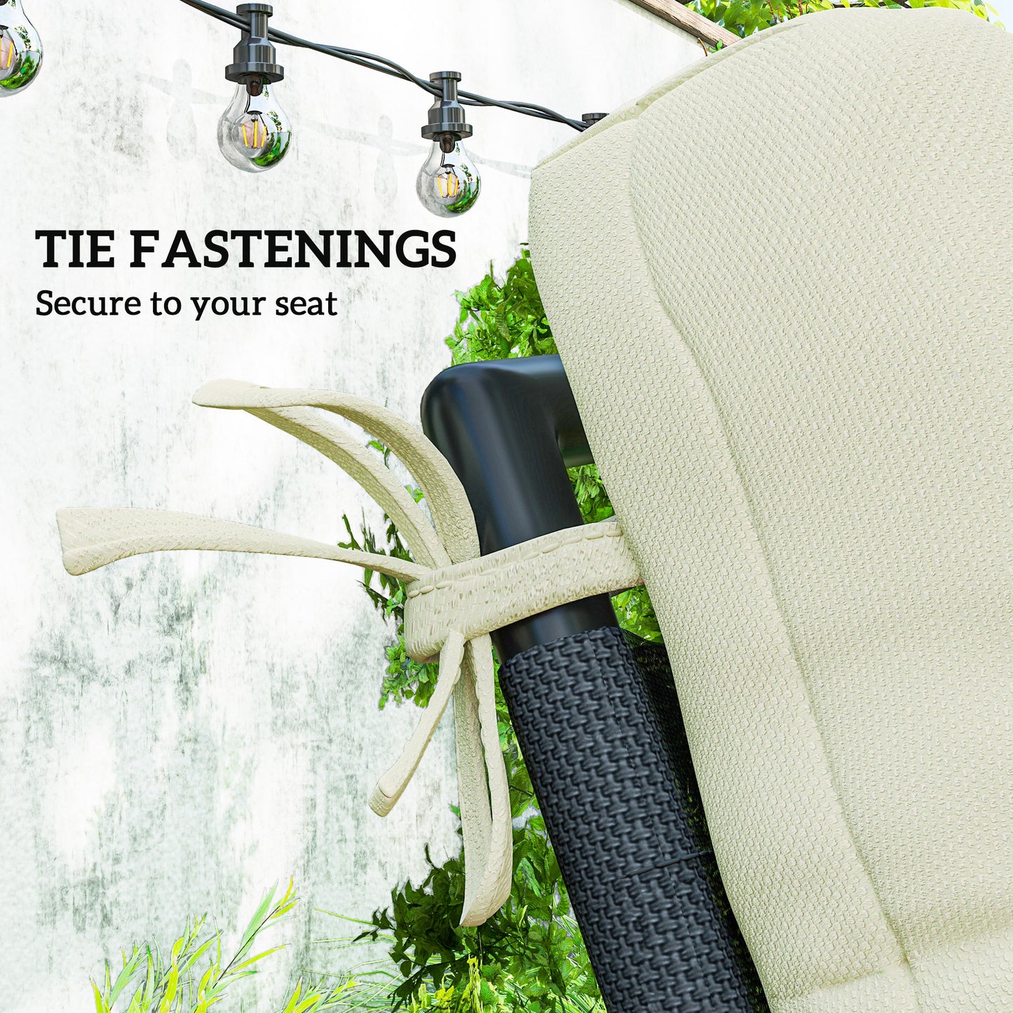 Outsunny 2-Piece Back Seat Cushion Replacement, Outdoor Patio Chair Cushions Set with Ties, Button Tufted, Beige