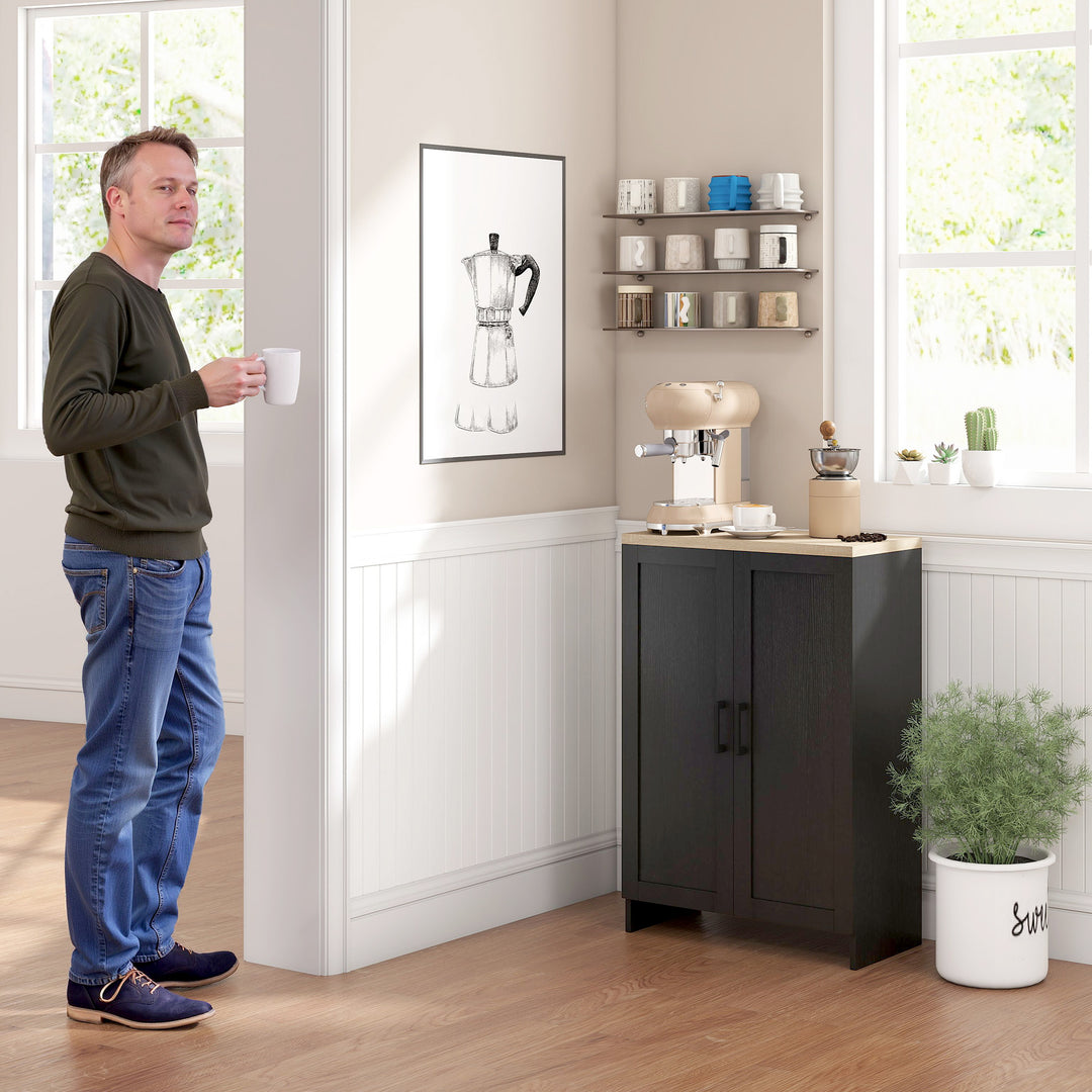 HOMCOM Modern Storage Cabinet with Doors and Adjustable Shelf for Kitchen, Living room, 23.6" x 11.8" x 35.4", White