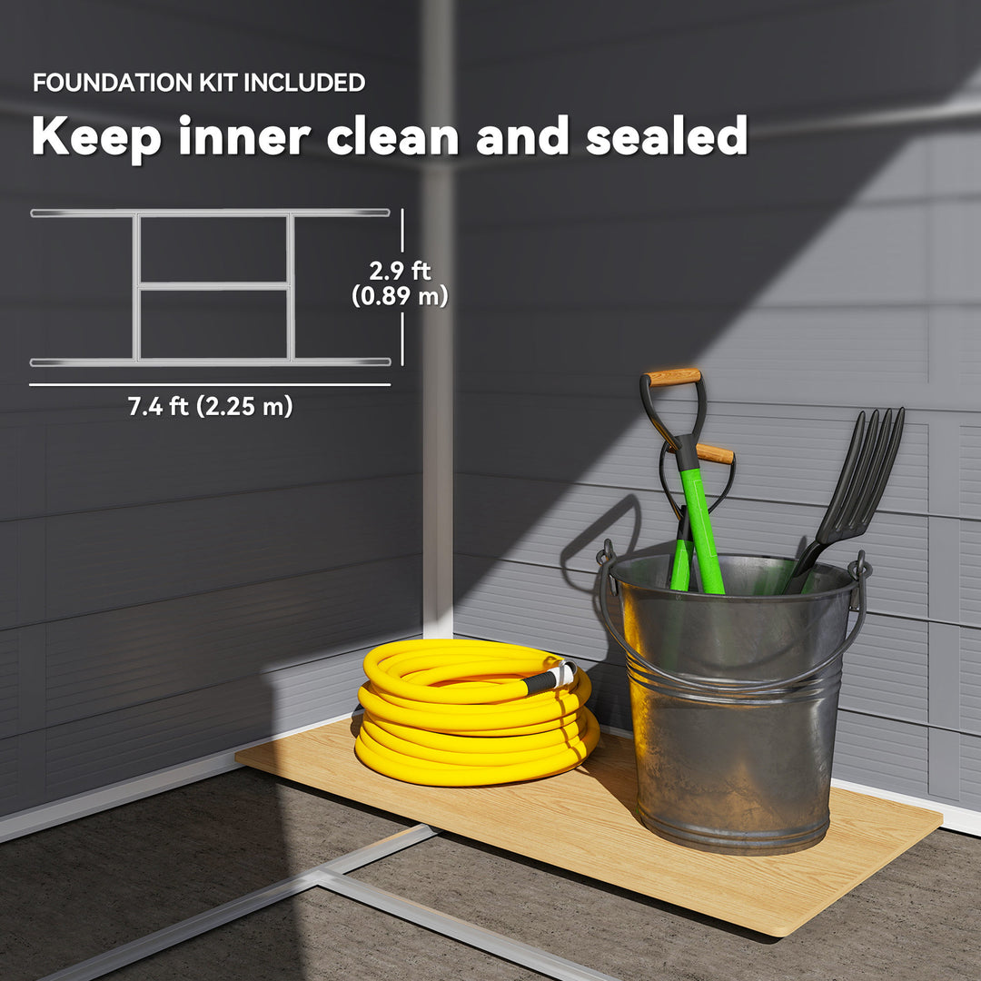 Outsunny 8' x 6' Plastic Garden Storage Shed with Latch Door, Vents, Sloped Roof, Light Grey