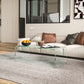 HOMCOM Glass Coffee Table, Clear Coffee Table for Living Room, Modern Rectangle Center Table with Safe Rounded Edges