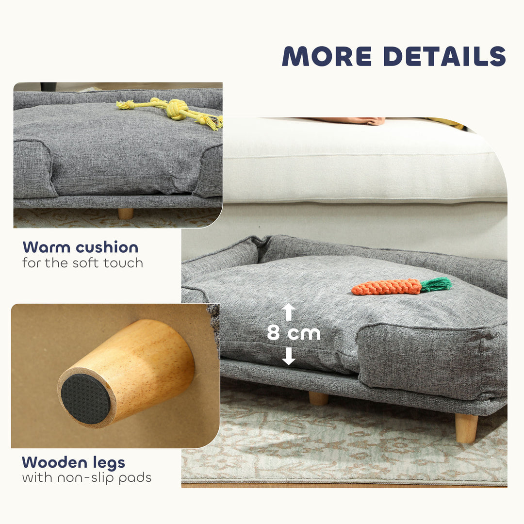 PawHut Washable Dog Sofa for Large Dogs, Elevated Pet Couch with Anti-slip Foot Pads, Dark Blue