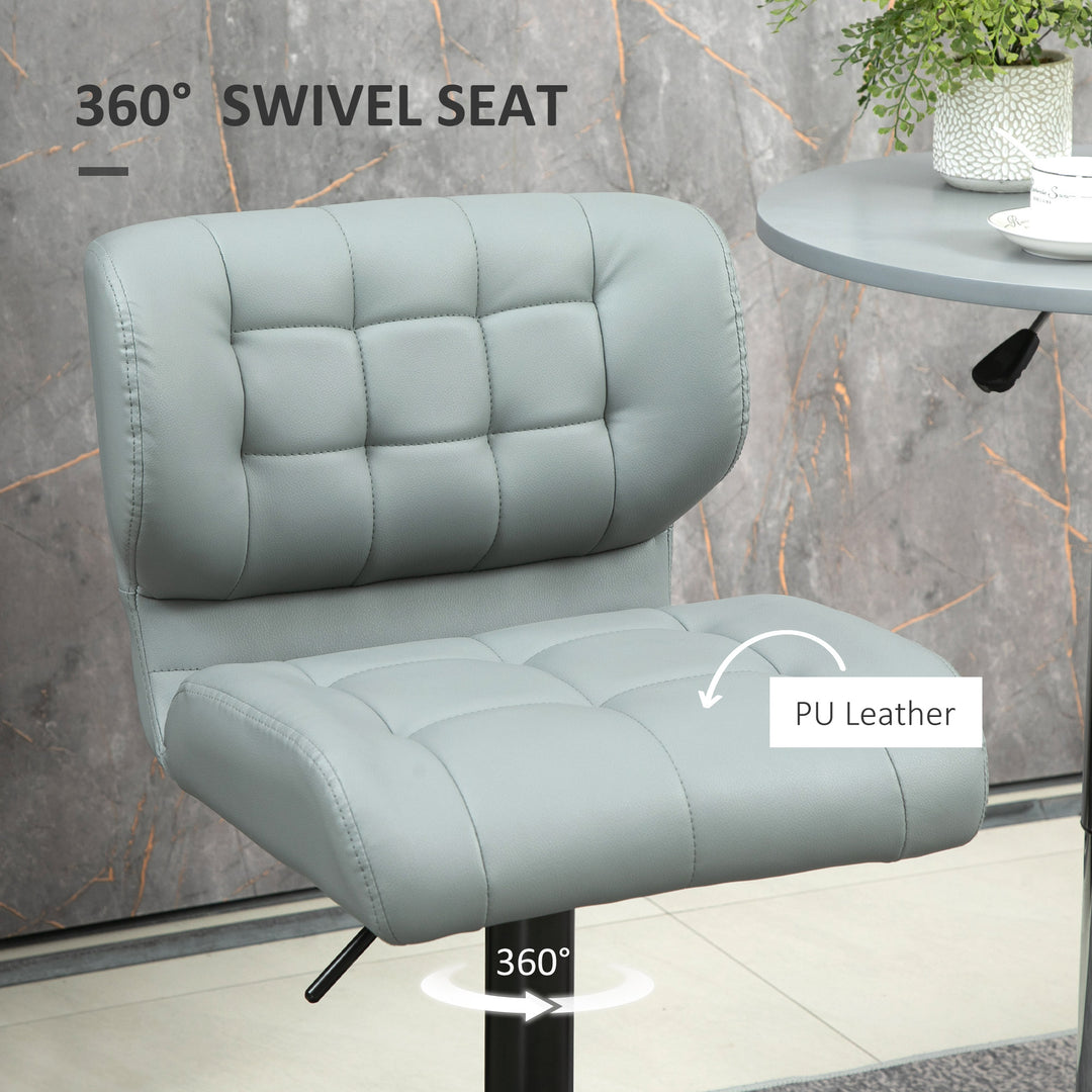 HOMCOM Swivel PU Leather Barstools Set of 2 Adjustable Bar Stools with Footrest Back for Kitchen Counter Dining Room Black