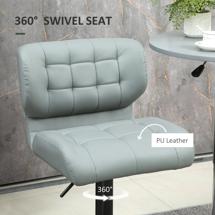 HOMCOM Swivel PU Leather Barstools Set of 2 Adjustable Bar Stools with Footrest Back for Kitchen Counter Dining Room Black