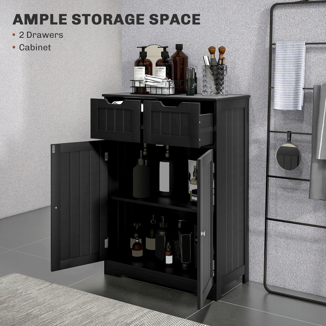 kleankin Bathroom Cabinet, Bathroom Storage Cabinet with 2 Drawers, Adjustable Shelf for Living Room, Entryway, White