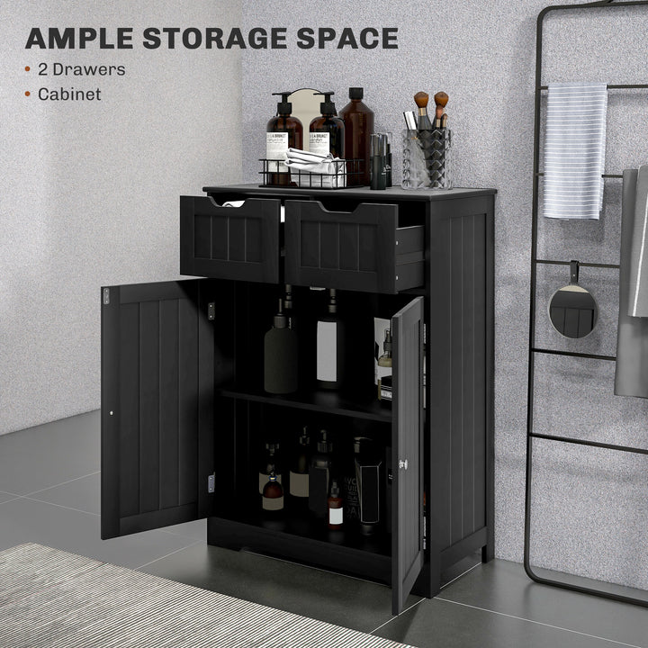 kleankin Bathroom Cabinet, Bathroom Storage Cabinet with 2 Drawers, Adjustable Shelf for Living Room, Entryway, White