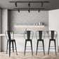 HOMCOM Set of 4 Bar Stools Kitchen Industrial Breakfast Bistro Cafe Metal Frame Black