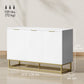 HOMCOM 47" Sideboard Buffet Cabinet with Storage, Contemporary Buffet Cabinet with Adjustable Shelves and Metal Legs, Kitchen Storage Cabinet with Elevated Base, White
