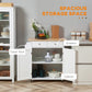 HOMCOM Rolling Kitchen Island with Storage, Kitchen Cart with Rubber Wood Top, Adjustable Shelf, Towel Rack, Hooks and Storage Drawers, White