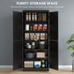 HOMCOM 70" 4-Door Storage Cabinet, Freestanding Pantry Cabinet with Adjustable Shelves for Living Room, Natural