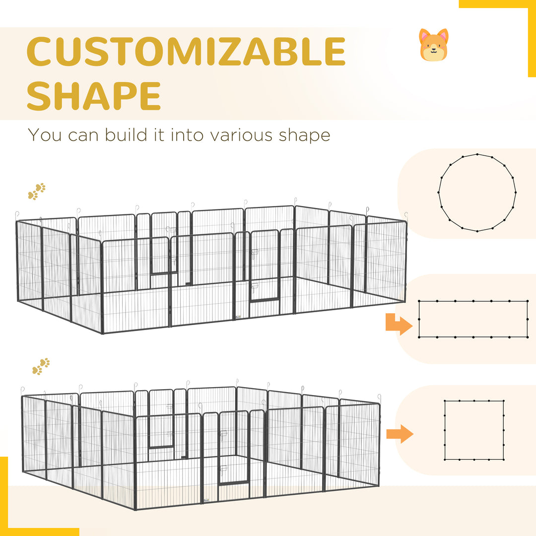PawHut 16 Panel 39" Height Heavy Duty Dog Playpen for Small Medium Large Dogs, Grey