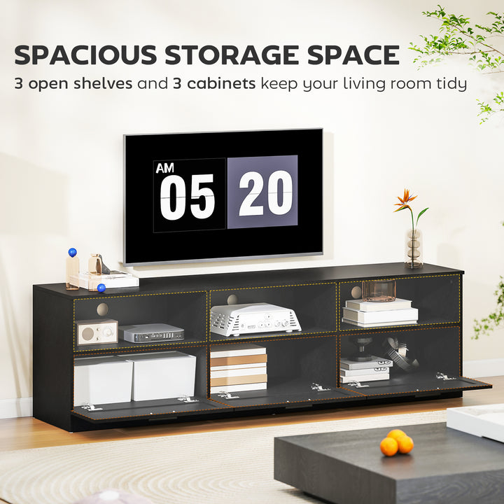 HOMCOM TV Stand with Storage, Modern Entertainment Center with 3 Cabinets and 3 Open Shelves, for TVs up to 85", White