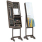 HOMCOM Freestanding Mirror Jewelry Cabinet Armoire, LED Lighted Jewelry Organizer with Stand, Angle Adjustable, White