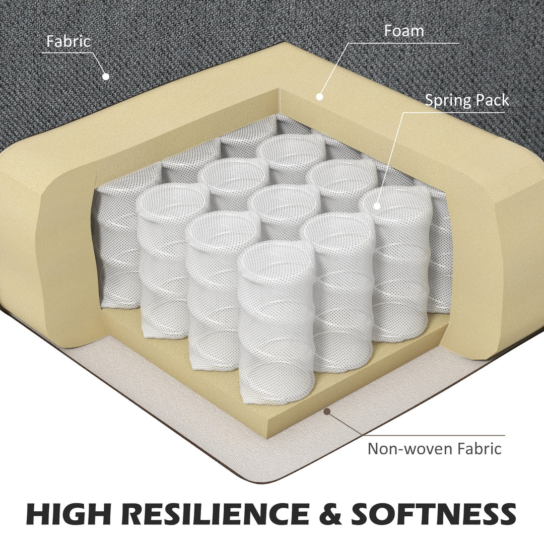 HOMCOM U Shape Couch with Double Chaise Lounge, Modern 4 Seater Sofa with Wooden Legs, Fabric Sofa for Living Room, Dark Grey