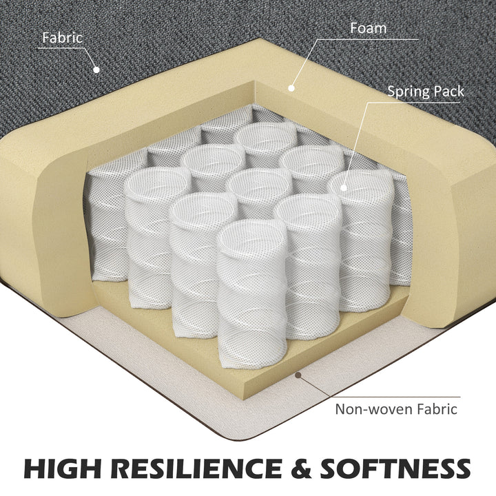 HOMCOM U Shape Couch with Double Chaise Lounge, Modern 4 Seater Sofa with Wooden Legs, Fabric Sofa for Living Room, Dark Grey