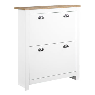 HOMCOM Entryway Shoe Cabinet with 2 Flip Drawers and Adjustable Shelves, 12 Pair Shoe Storage Organizer for Hallway, White