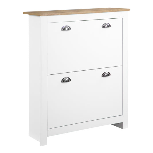 HOMCOM Entryway Shoe Cabinet with 2 Flip Drawers and Adjustable Shelves, 12 Pair Shoe Storage Organizer for Hallway, White
