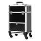 HOMCOM Portable Aluminum Makeup Train Cases, Rolling Makeup Case, Salon Beauty Cosmetic Jewelry Organizer Trolley with 4 Wheels, Pink