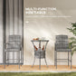 Outsunny 3 Pieces Patio Bar Set, Rattan Bistro Table and Chairs, Outdoor Conversation Furniture Set with Ice Bucket, Dark Brown