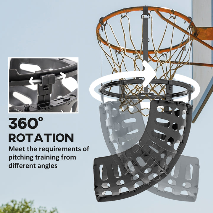 Soozier Basketball Hoop Ball Returner, Height Adjustable Basketball Rebounder with 360° Rotatable Return Chute, Black