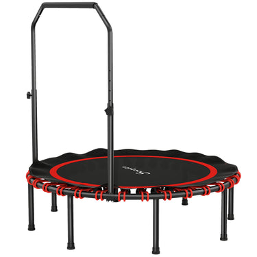 Soozier 48" Foldable Rebounder Trampoline, Mini Trampoline Indoor with Adjustable Handle, Quiet and Safe Bungee Rebounder