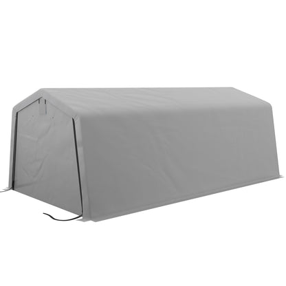 Outsunny 11' x 20' Portable Garage, Heavy Duty Carport Canopy with Ventilation Windows and Large Roll-up Door, Grey