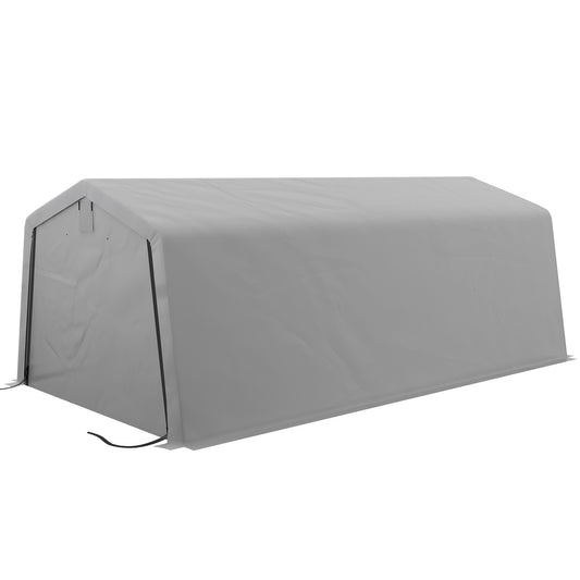 Outsunny 11' x 20' Portable Garage, Heavy Duty Carport Canopy with Ventilation Windows and Large Roll-up Door, Grey