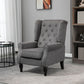 HOMCOM Fabric Accent Chair, Button Tufted Armchair, Upholstered Modern Living Room Chair, Wingback Chair with Wood Legs, Rolled Arms, Thick Padding for Bedroom, White