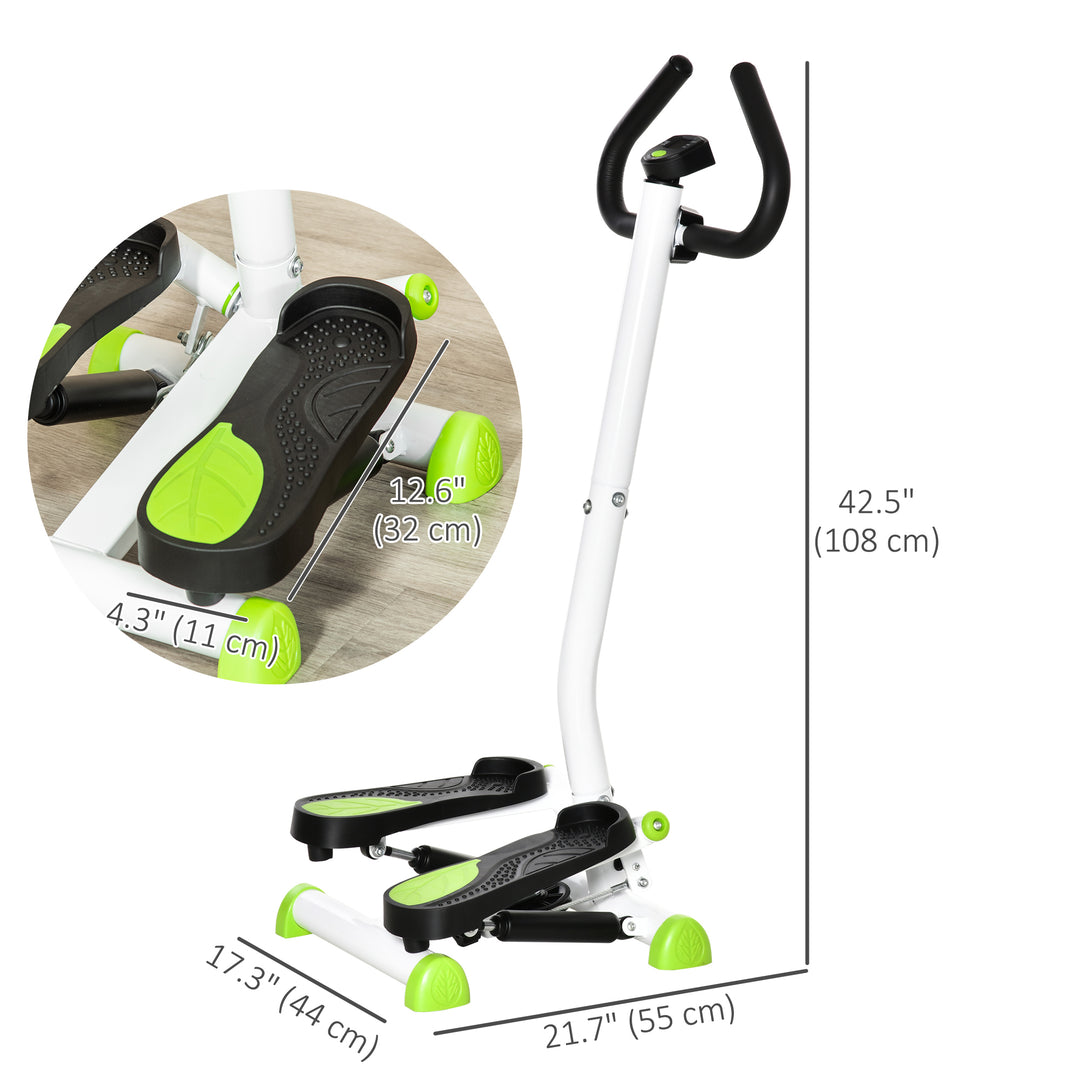Soozier Twist Stepper Exercise Machine with Adjustable Resistance, LCD Screen - White & Green