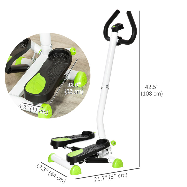 Soozier Twist Stepper Exercise Machine with Adjustable Resistance, LCD Screen - White & Green