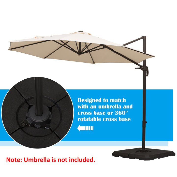 Outsunny 4 Pieces Umbrella Base Parasol Stand for Cantilever Umbrella Fill w/ Sand or Water Black