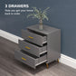 HOMCOM 3 Drawer Cabinet, Drawer Chest for Bedroom, Chest of Drawers with Aluminium Legs and Gold Handles, Dark Grey