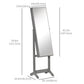 HOMCOM Mirror Jewelry Cabinet Armoire, Lockable Jewelry Organizer with Full-Length Mirror, 3 Angle Adjustable, Grey