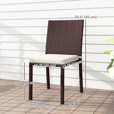 Outsunny Patio Dining Chairs Set of 4, All Weather Wicker Armless Outdoor Chairs with Steel Frame for Garden, Backyard, Beige