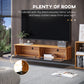 HOMCOM Wall Mounted TV Stand, Floating TV Cabinet for up to 70" TVs with Storage, High Gloss Effect, Brown and Black